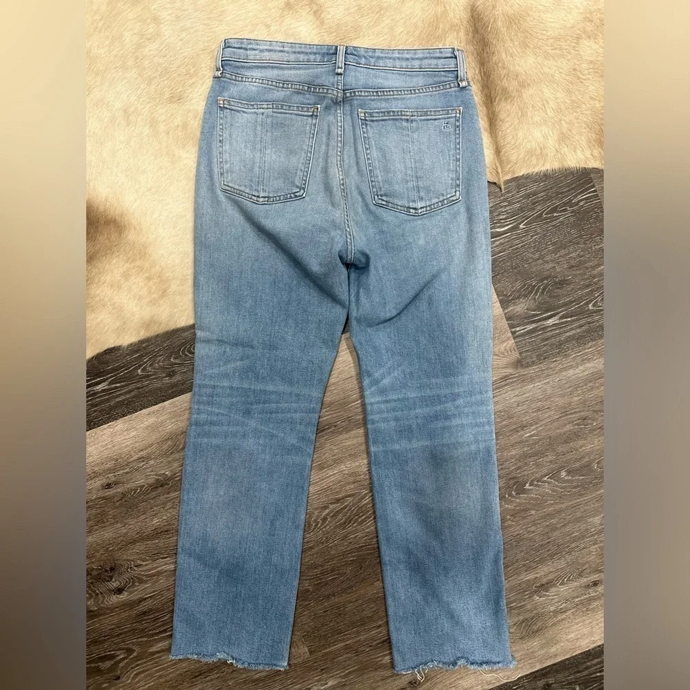 Rag & Bone Nina High Rise Ankle Cigarette Jeans Sz 28 Knee Rip Distress